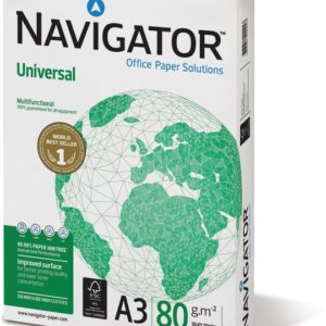 Biuro popierius NAVIGATOR Universal 80 g/m2, A3, 500 lapų pakuotėje, 5 pakeliai dėžėje.