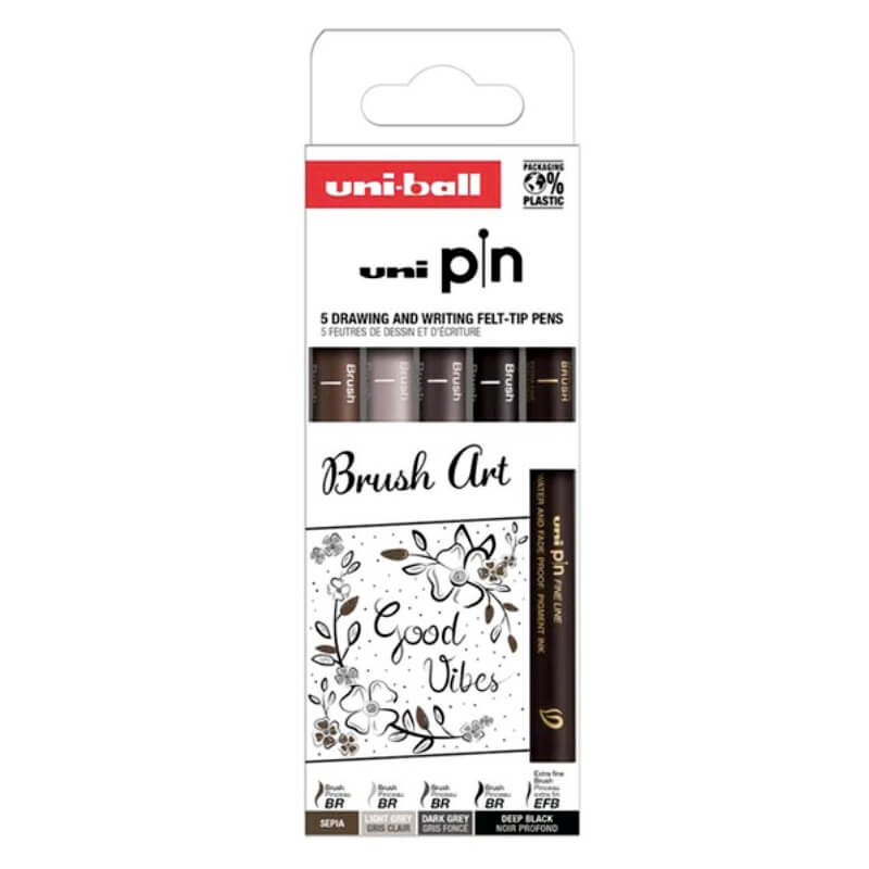 Uni Pin Brush Art rinkinys, 5 vnt. Uni Pin Brush Art rinkinys, 5 vnt.